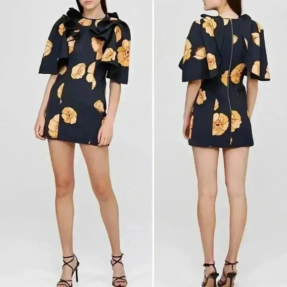 Acler Dresses & Skirts - Acler Bates Dress in Amber Poppy Size 2‎ Black Orange